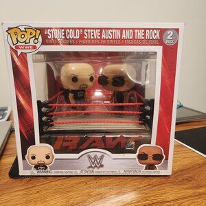 Funko Pop! WWE “Stone Cold” Steve Austin and The Rock 2-Pack (#RAW Ring Set)
